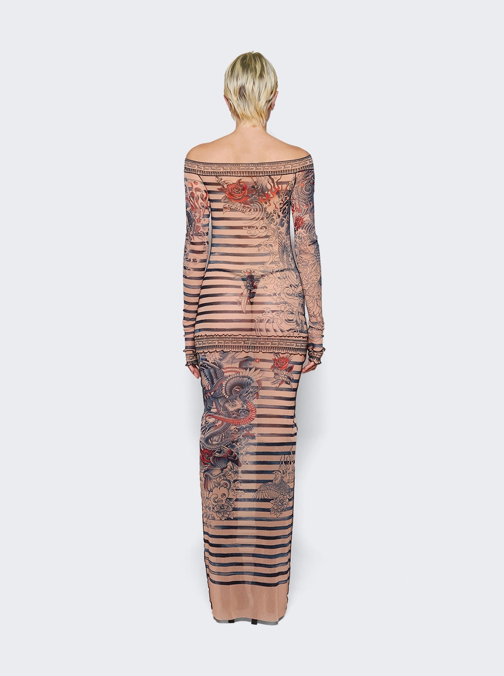 Mariniere Tattoo Maxi Dress Nude And Blue - 6