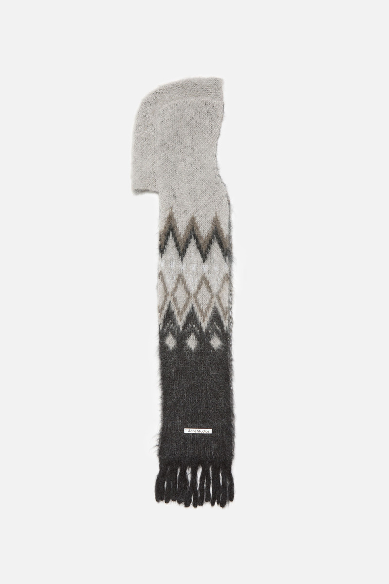 Mohair scarf with hood - Grey 1