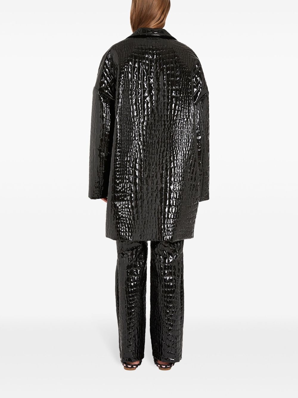 crocodile-embossed coat - 4