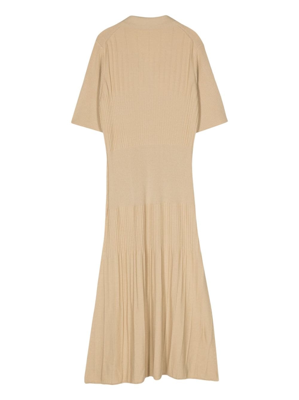 split-neck wool midi dress - 2