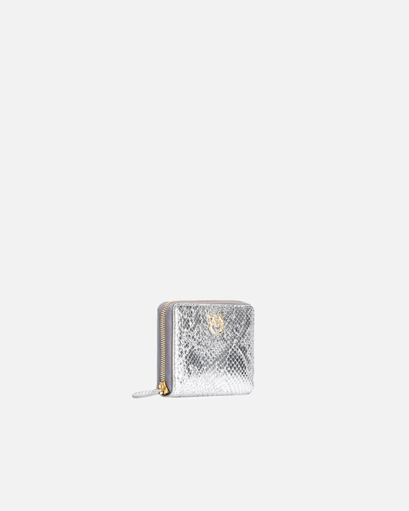 PINKO GALLERIA SQUARE ZIP-AROUND WALLET IN PUNCHED REPTILE SKIN 3