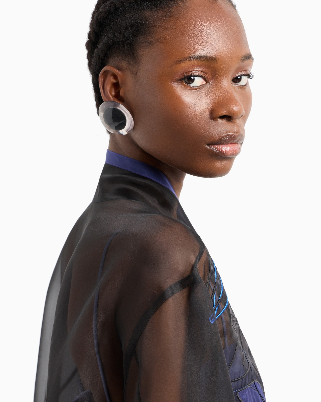 Pure silk organza shirt jacket with floral embroidery - 6