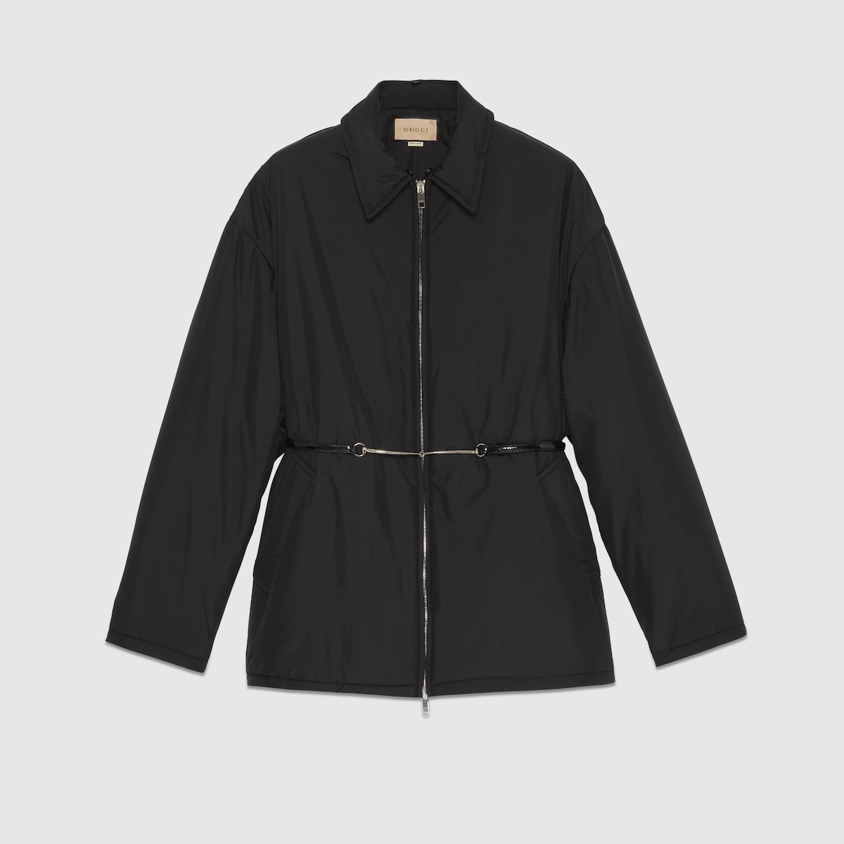Nylon jacket with Horsebit belt - 5