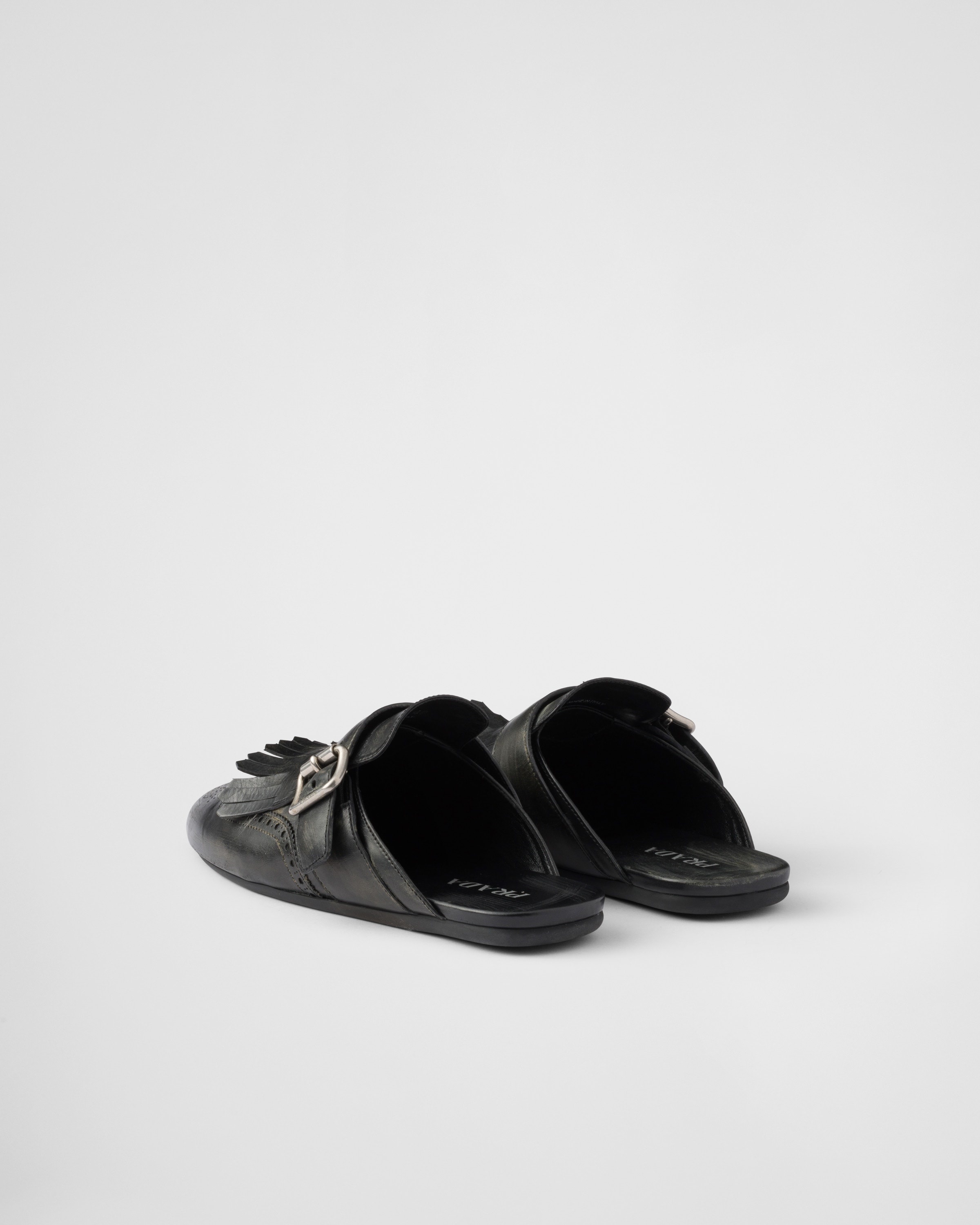Shuffle fringed leather mules - 5