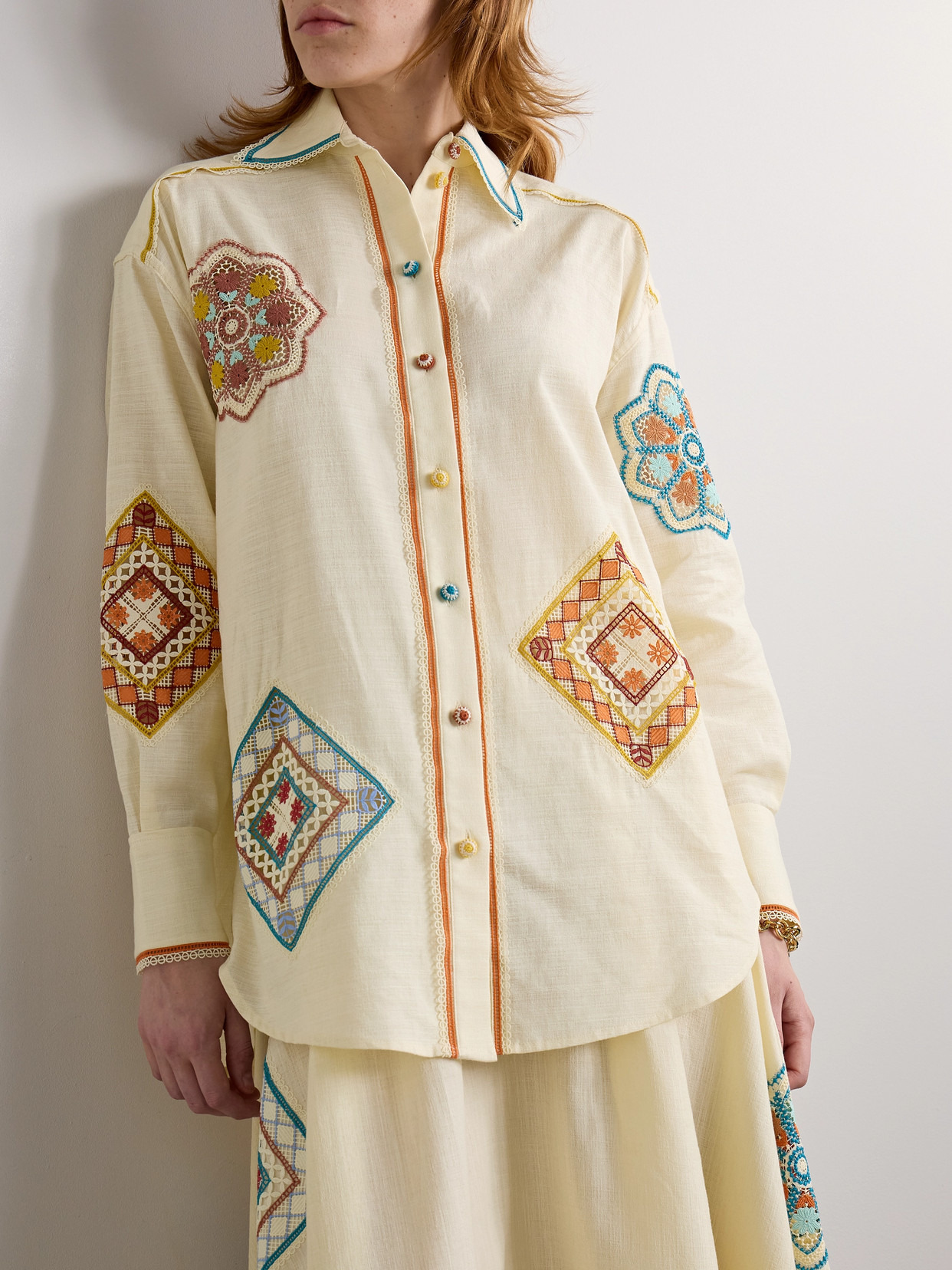 Ottie Guipure Lace-trimmed Cotton Shirt - 4