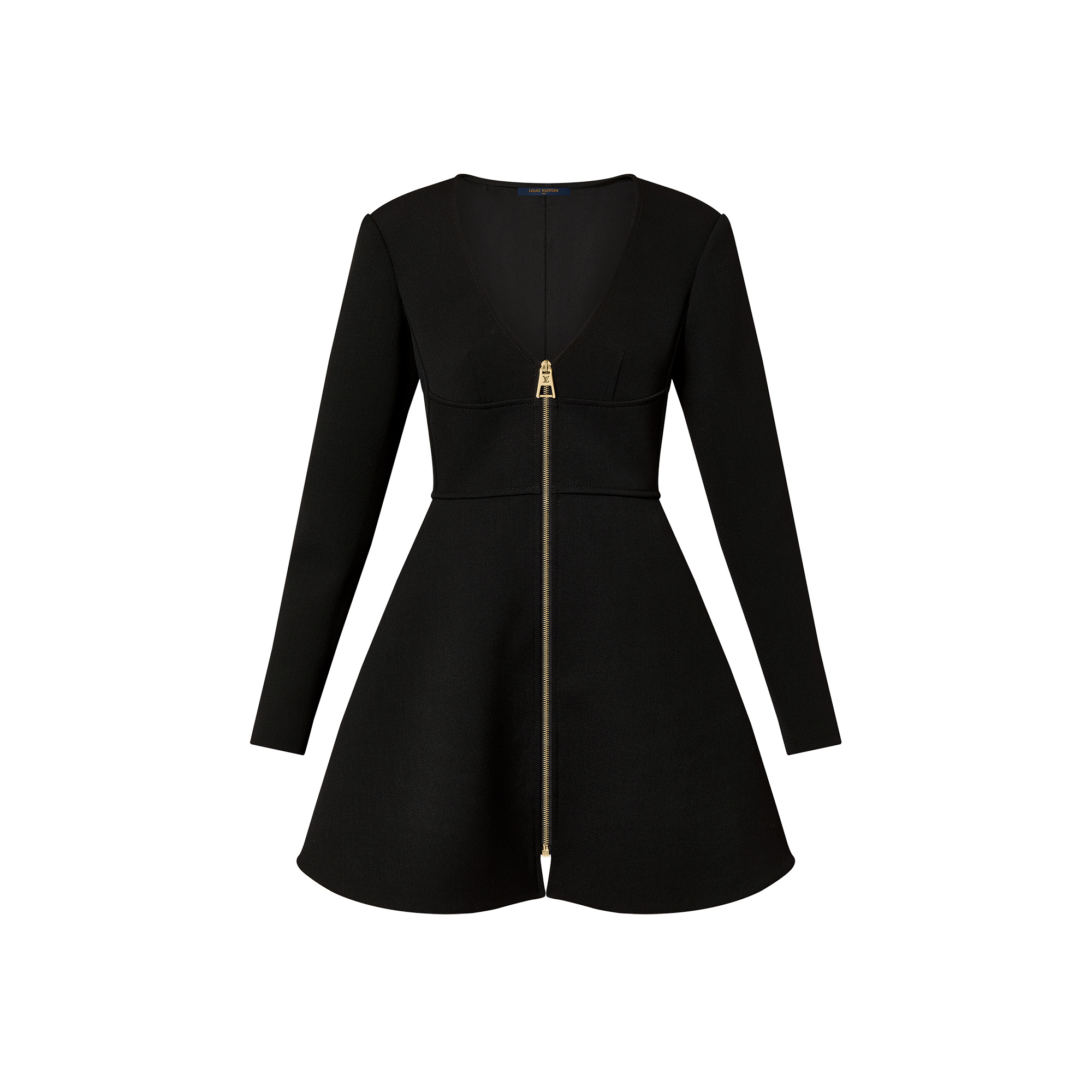 Zip-Up Wool Skater Dress - 1