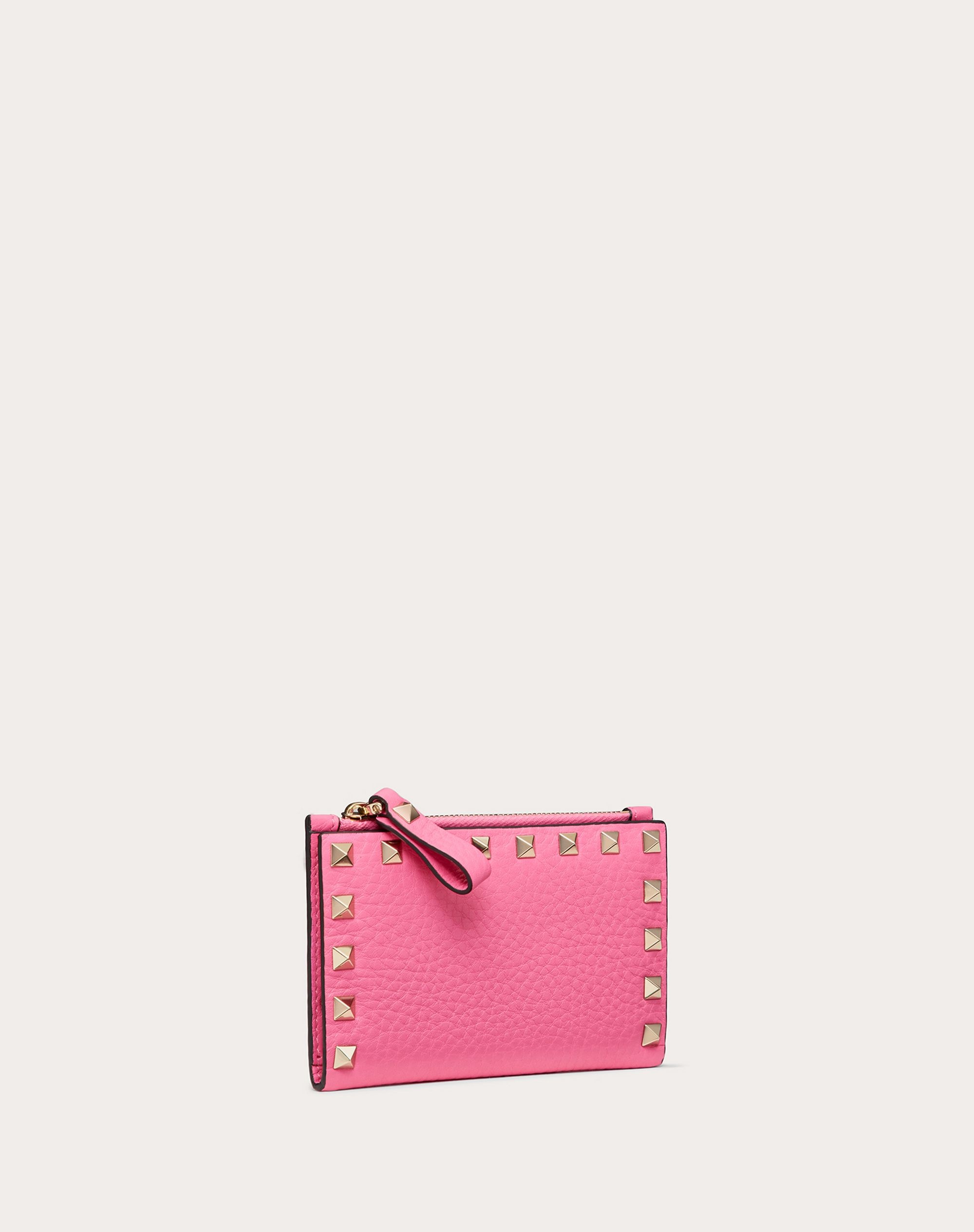 ROCKSTUD GRAINY CALFSKIN CARDHOLDER WITH ZIPPER - 4