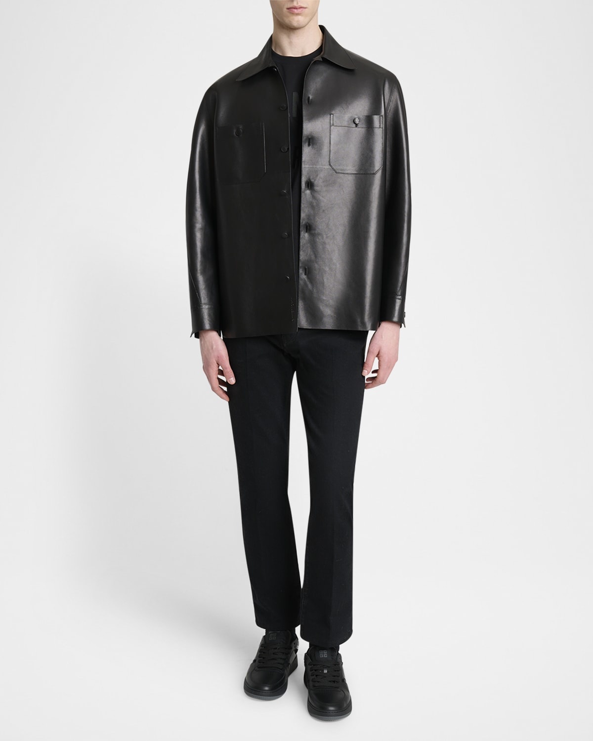 Men's Tonal Leather Overshirt - 2
