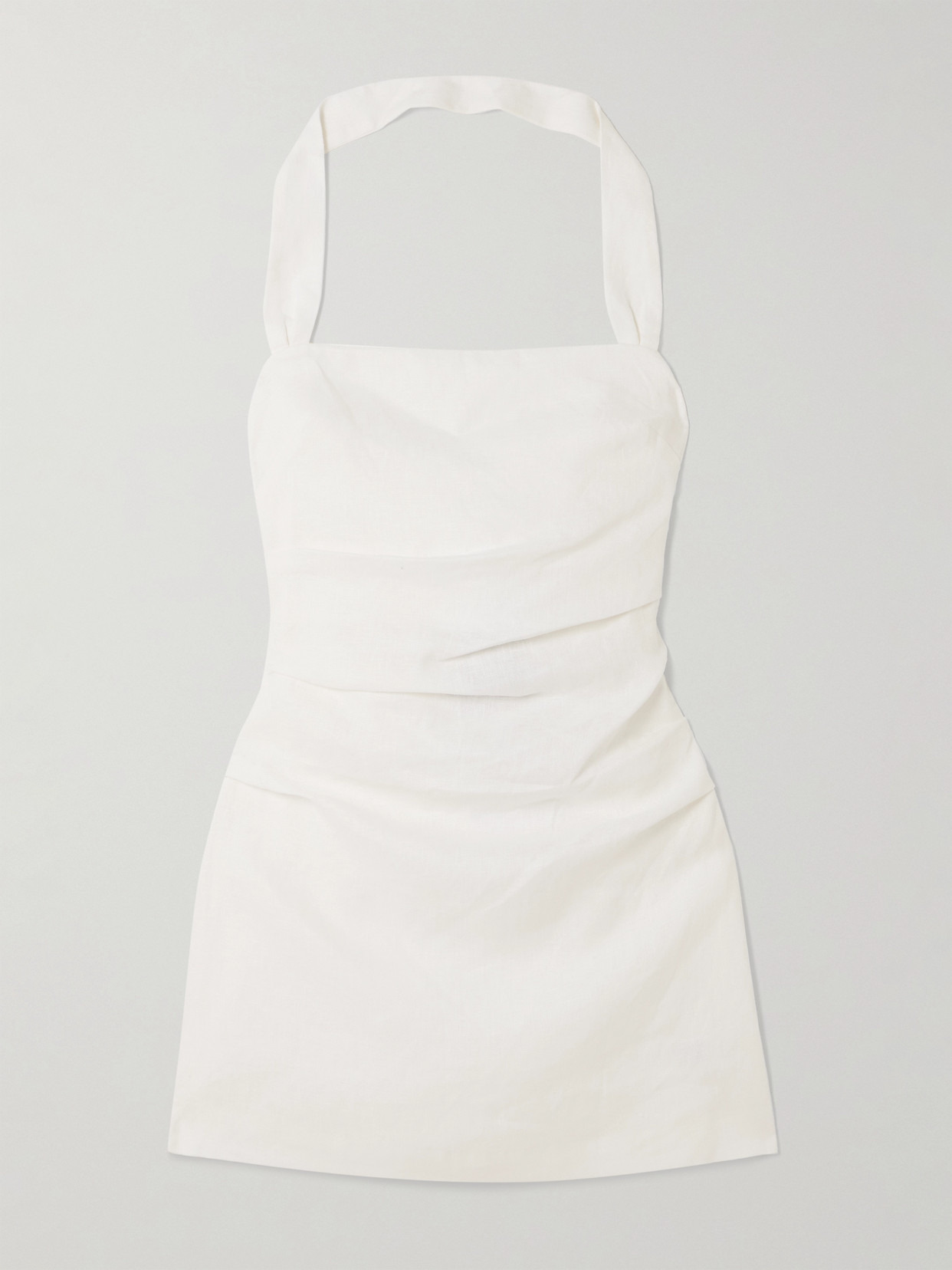 Noemi Ruched Linen Halterneck Mini Dress - 1