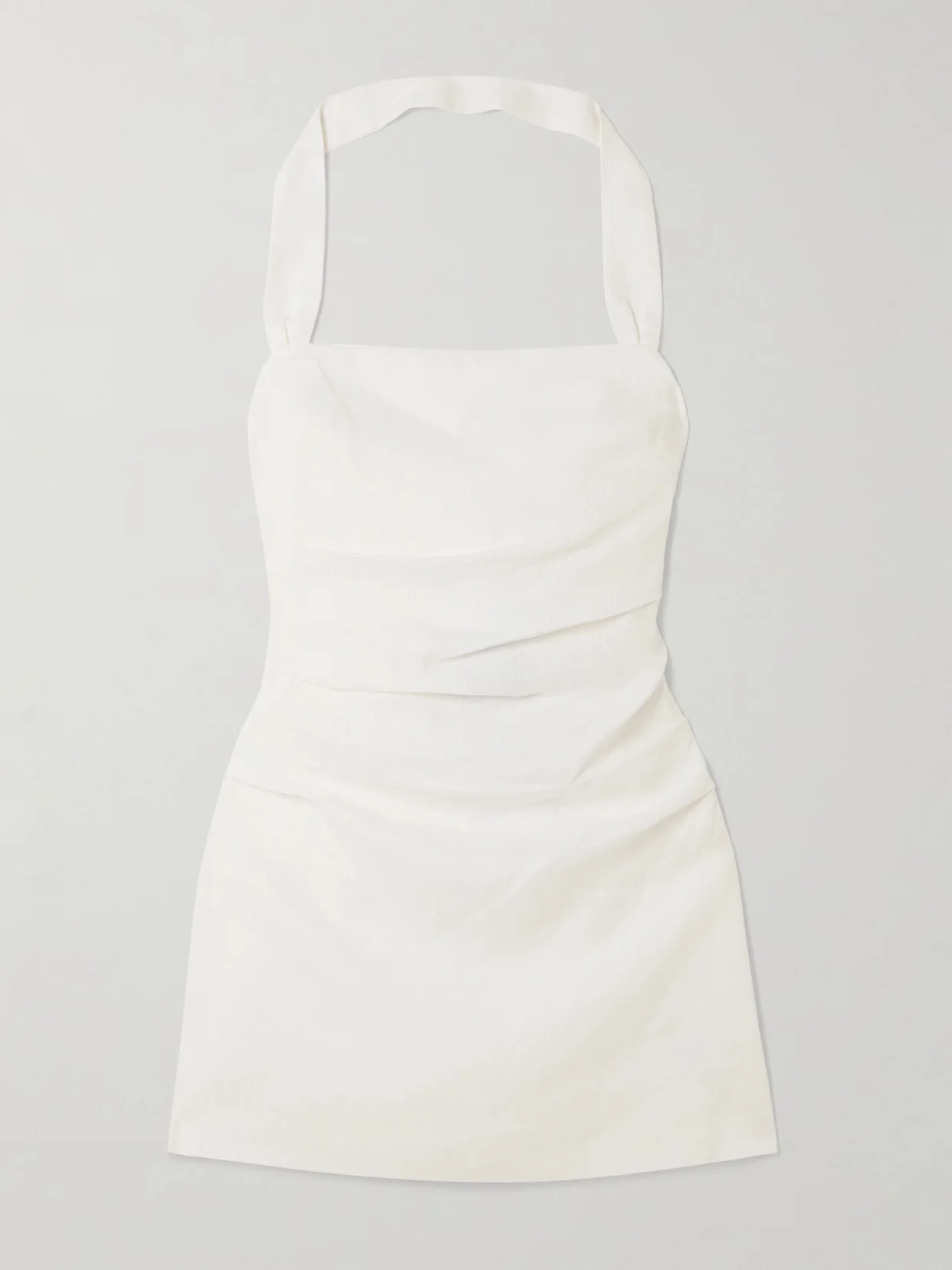 Noemi Ruched Linen Halterneck Mini Dress - 1