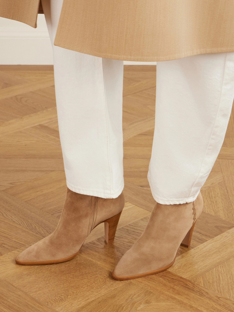 Gianvito Rossi Whipstitched Leather-trimmed Suede Ankle Boots outlook