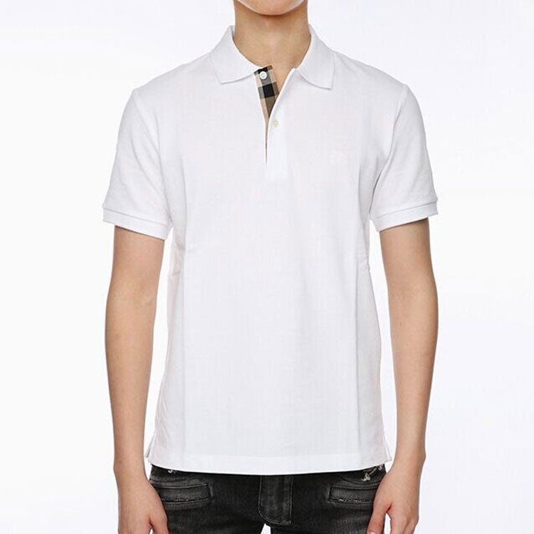 Men's Burberry lapel Cardigan Short Sleeve Polo Shirt White 80045791 - 3