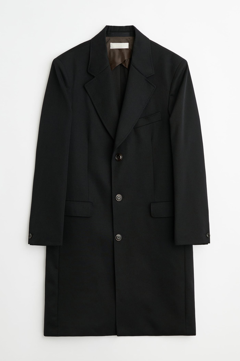 Dolphin Coat Coarse Black Gabardine 1