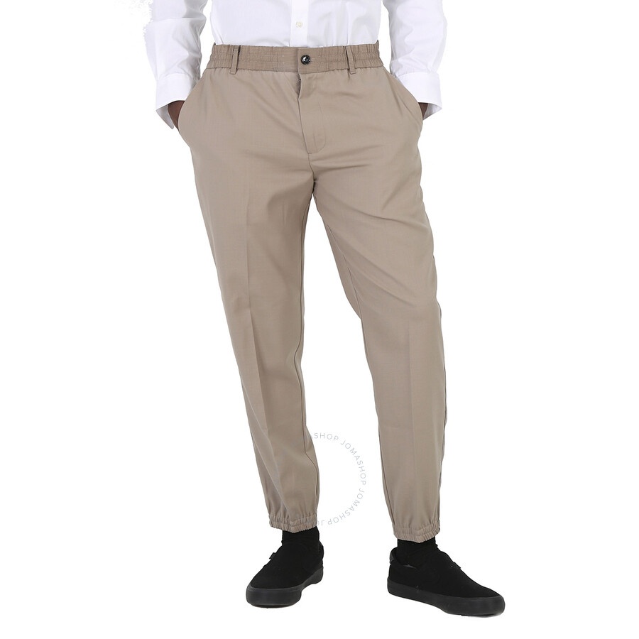 Emporio Armani Men's Khaki Elasticated-Waistband Tapered Trousers - 3