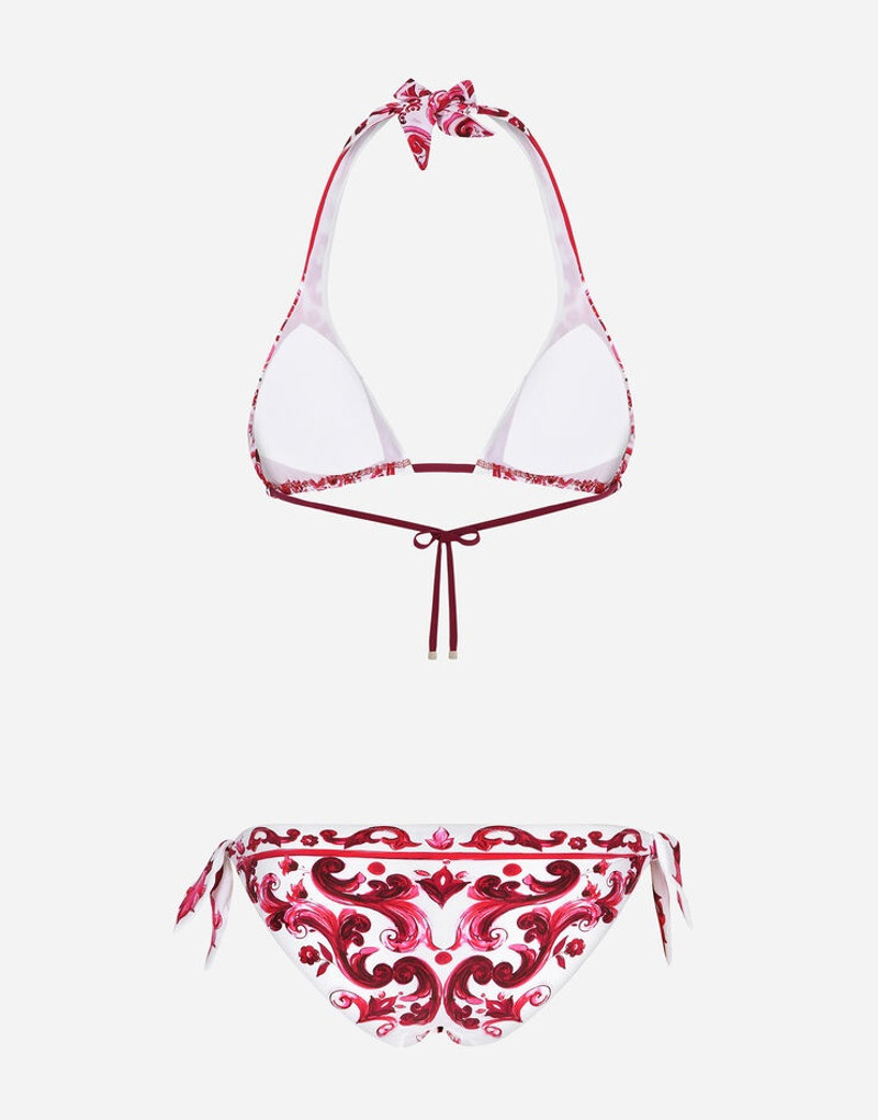 Dolce & Gabbana Majolica Print Padded Triangle Bikini outlook