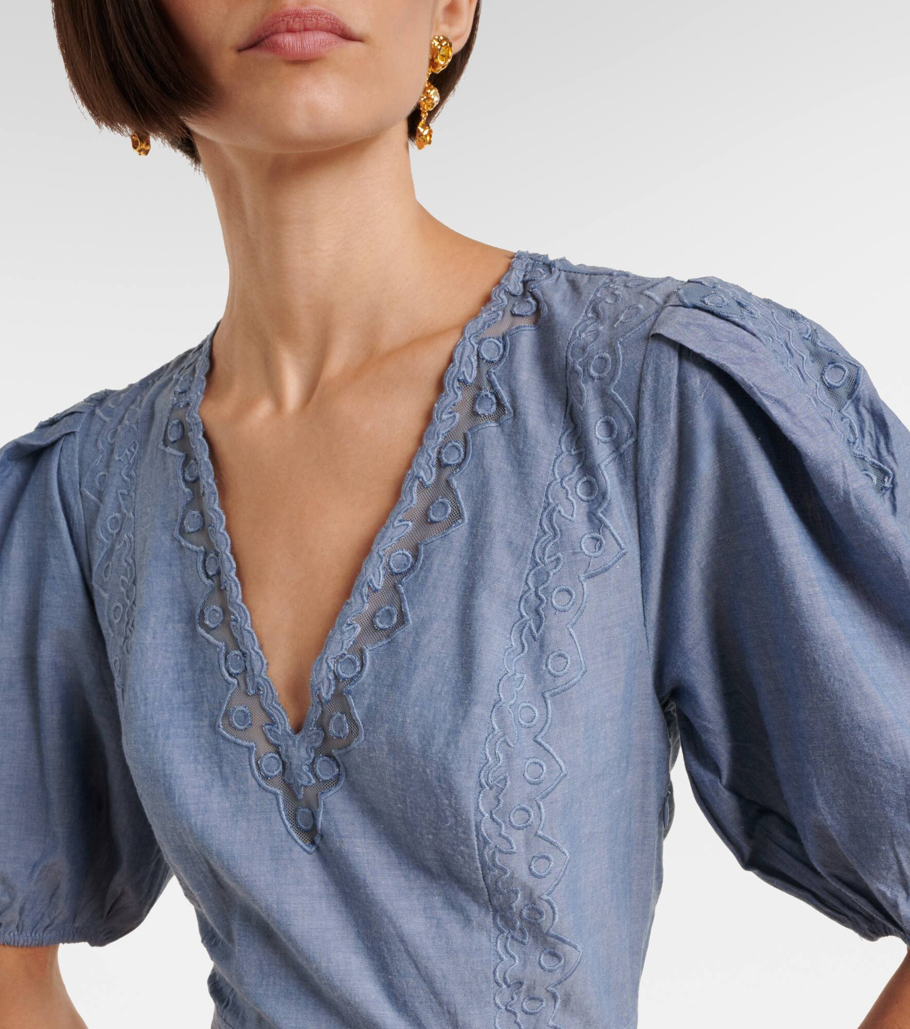 Camila lace-trimmed cotton minidress - 4