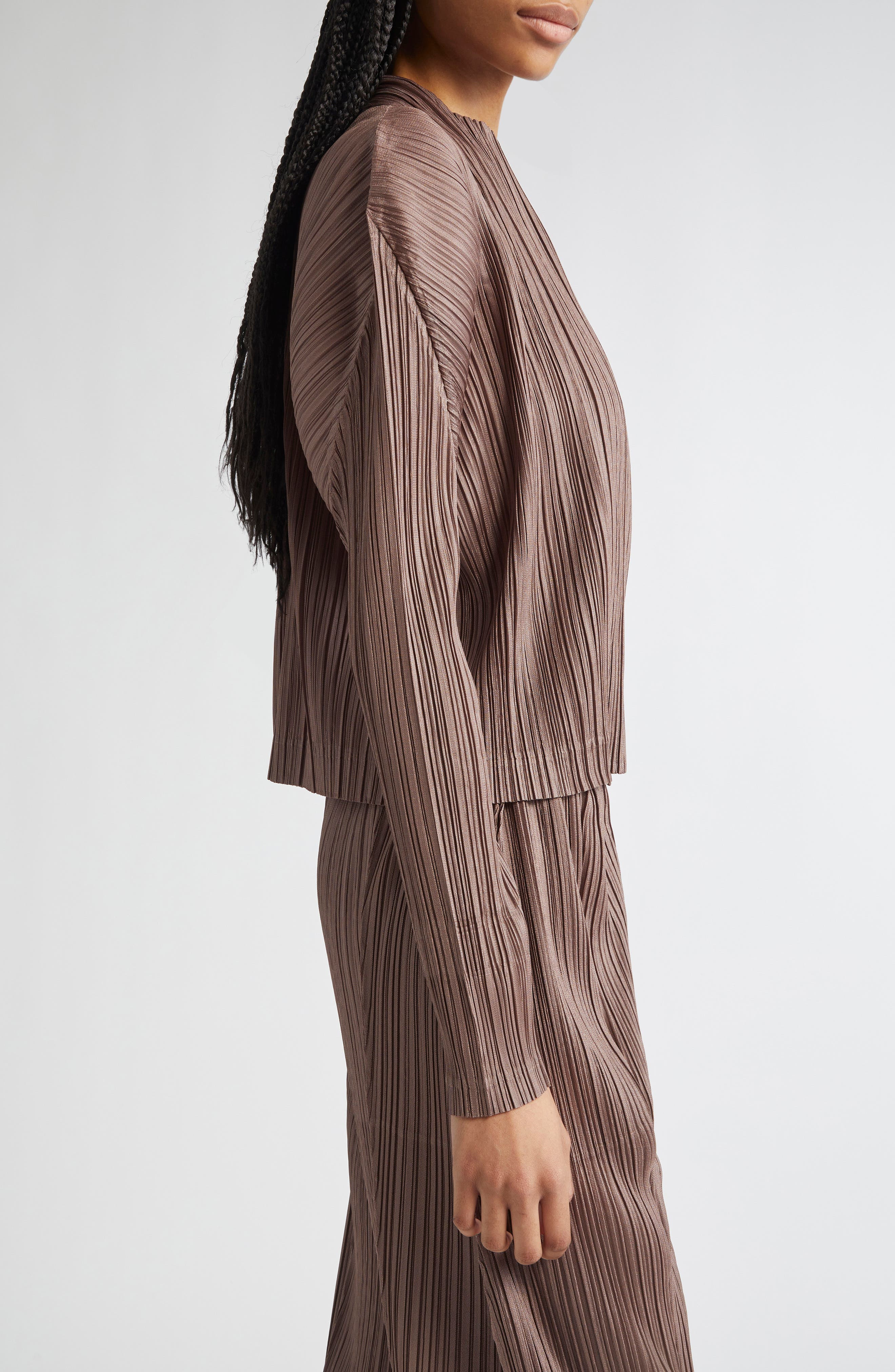 Pleats Please Issey Miyake Pleated Jacket in Brown at Nordstrom - 4