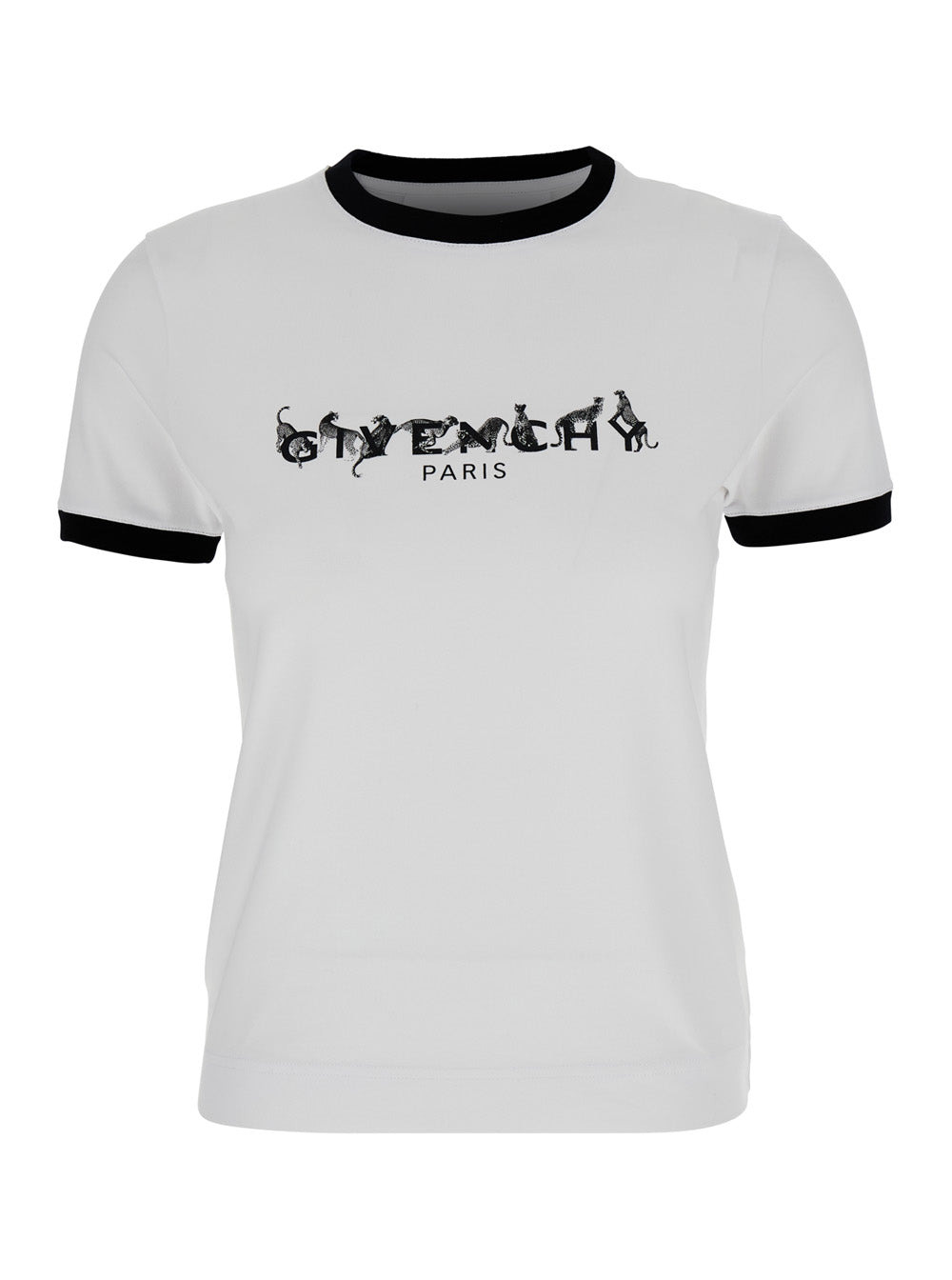 Givenchy Women White Crewneck T-Shirt With Logo Lettering On The Front And 4G Logo On The Rear In Co - 1