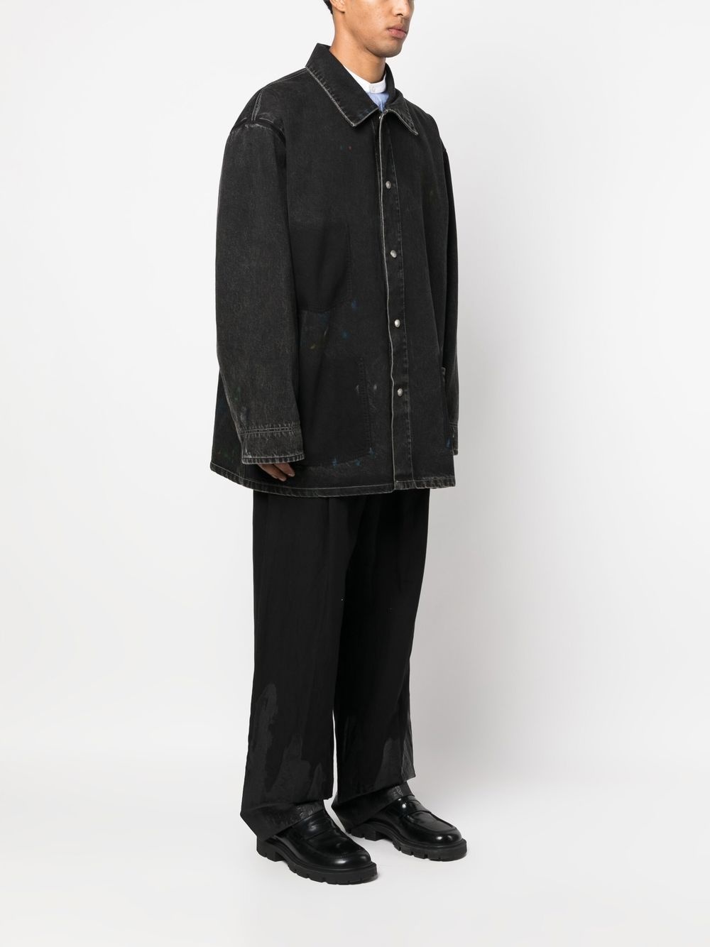 single-breasted denim coat - 4