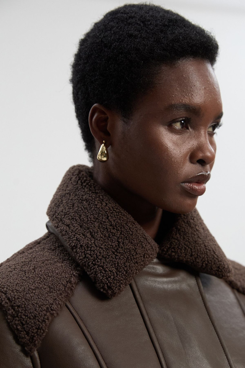 KAREN MILLEN Faux Fur Aviator Longline Coat outlook