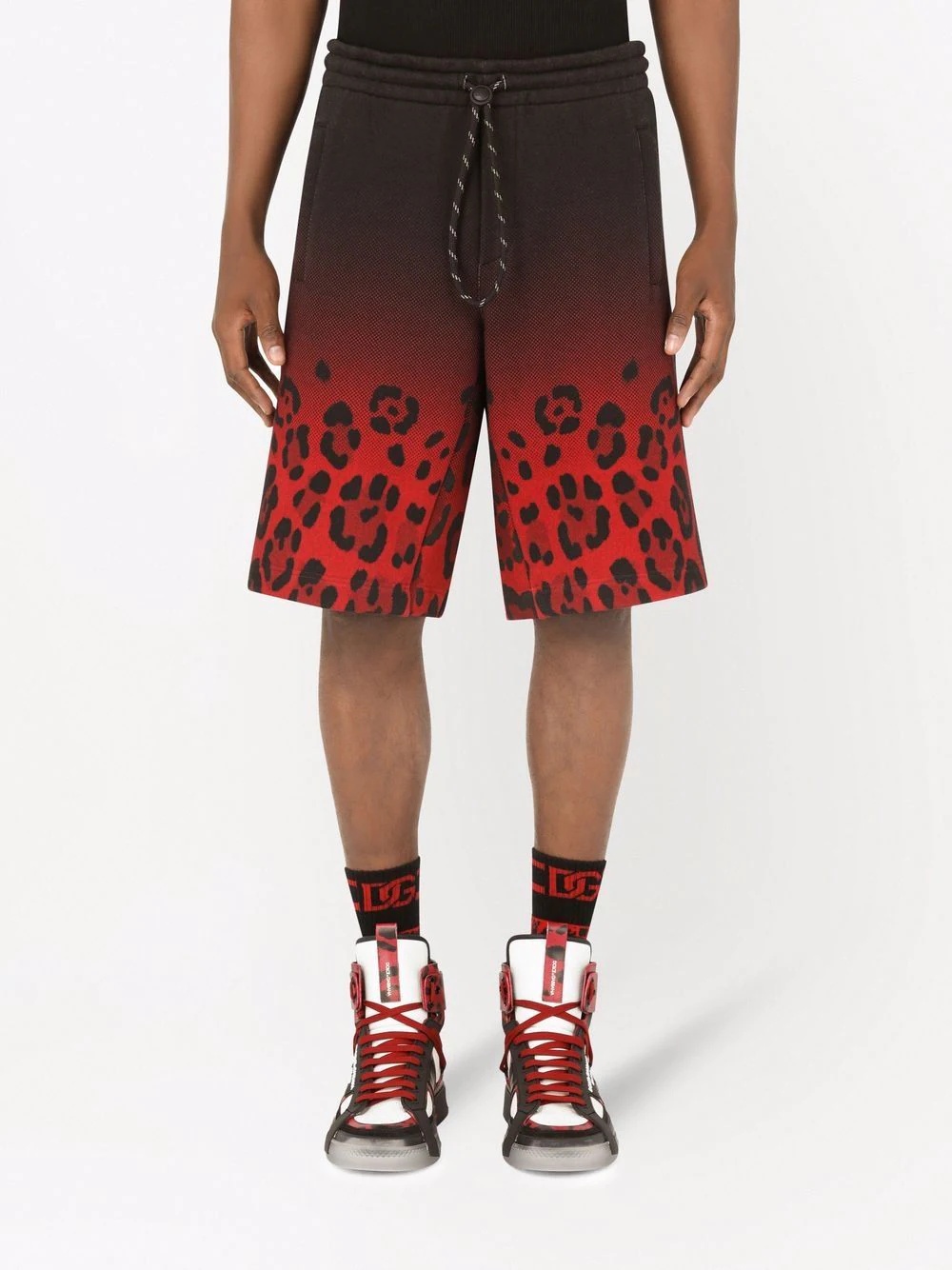 gradient leopard-print track shorts - 3