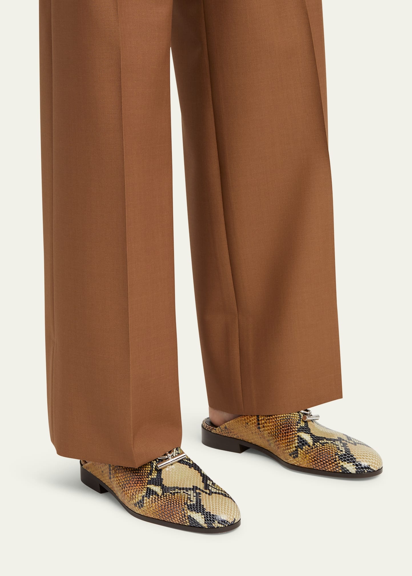 Men's Snake-Effect Leather Mules - 2
