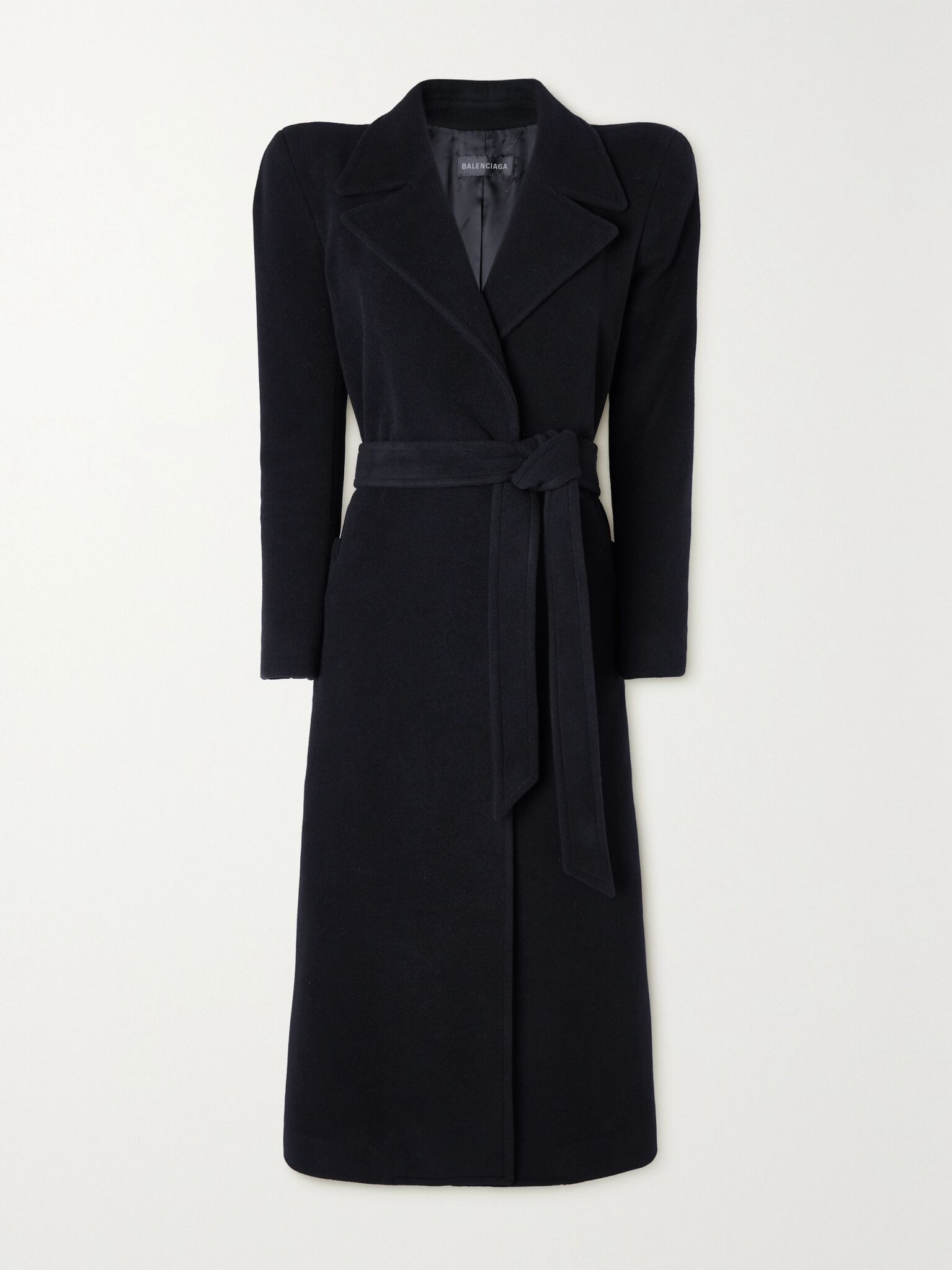 Belted cashmere-blend coat Black - 1