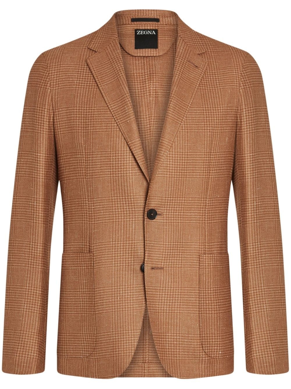 checked single-breasted blazer - 1