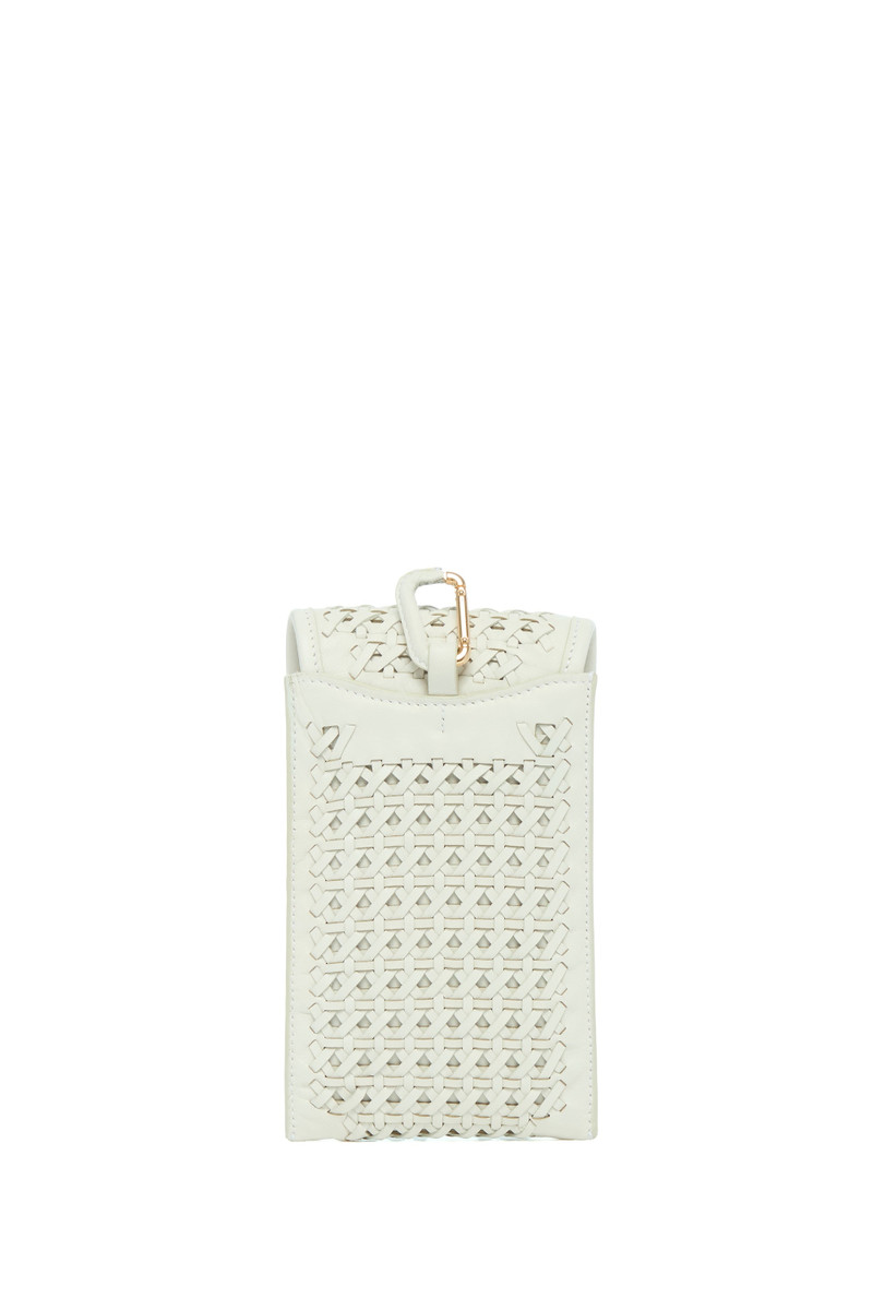 Medium Leonora Flap Bag in White Woven Leather with Sunglass Pouch 10