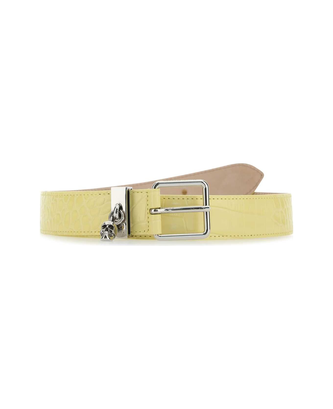 Yellow Leather Skull Belt - 1