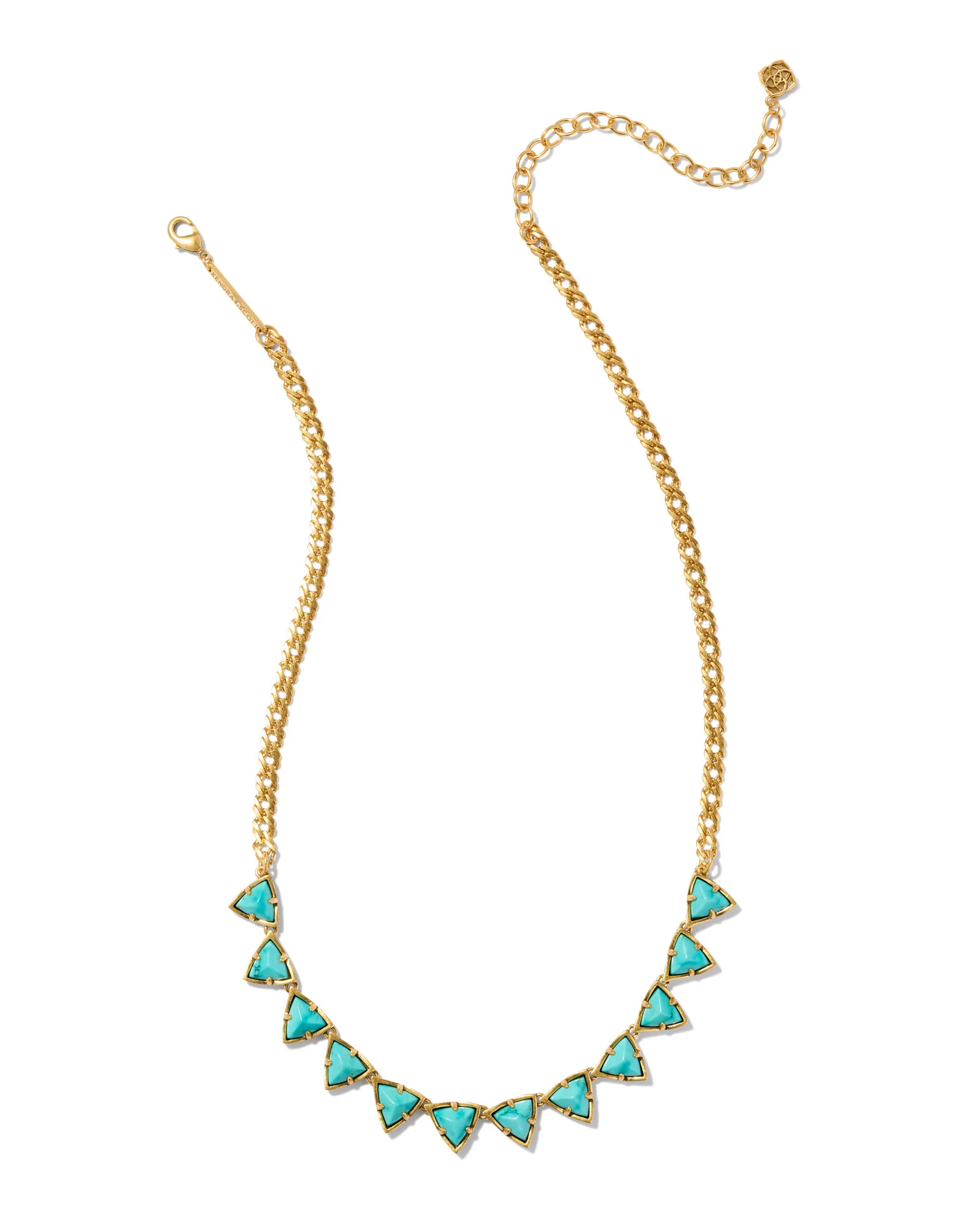 Robby Vintage Gold Strand Necklace in Variegated Turquoise Magnesite - 1