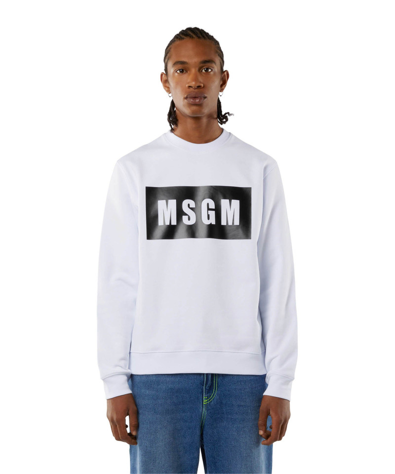 Solid colour cotton sweatshirt with a box logo 3
