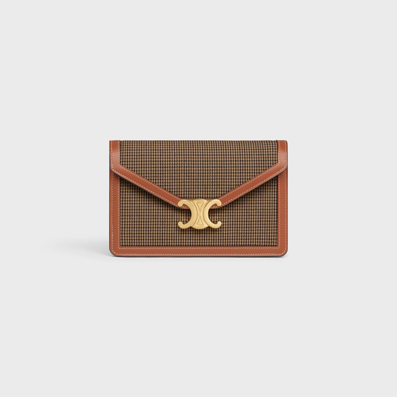 WALLET ON CHAIN MARGO in PIED DE POULE TEXTILE AND CALFSKIN 1