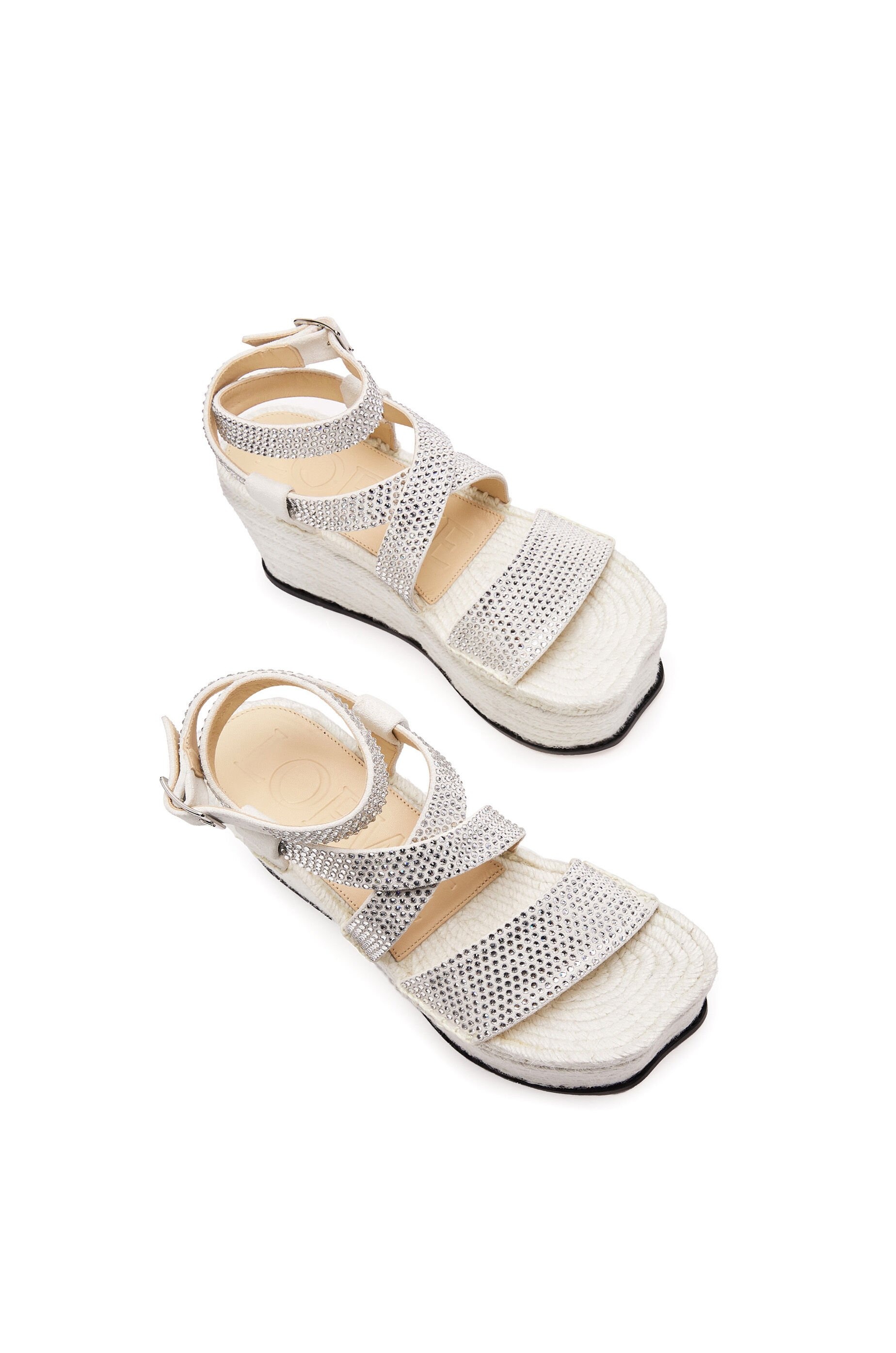 Petal espadrille platform in suede calfskin and rhinestones - 4