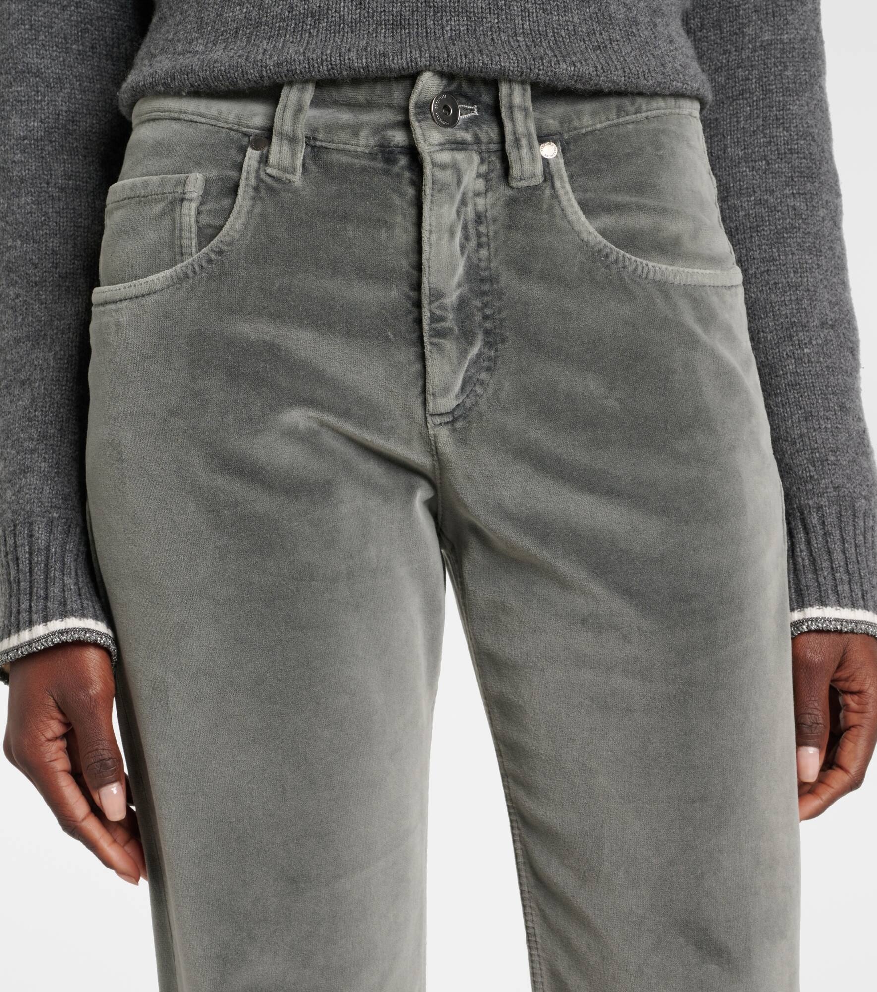 Velvet straight pants - 4