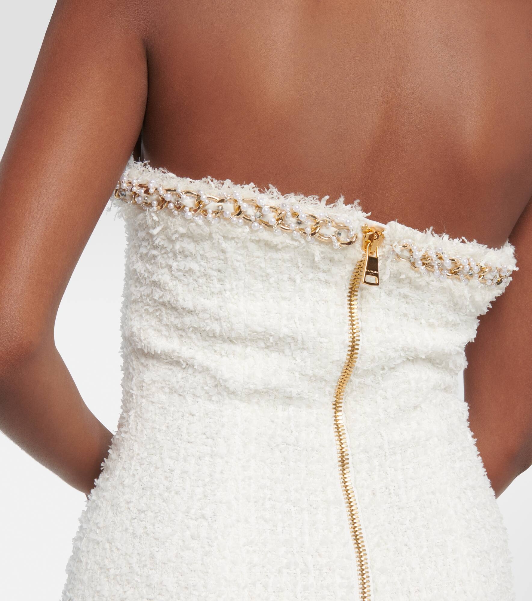 Halterneck embellished tweed minidress - 6