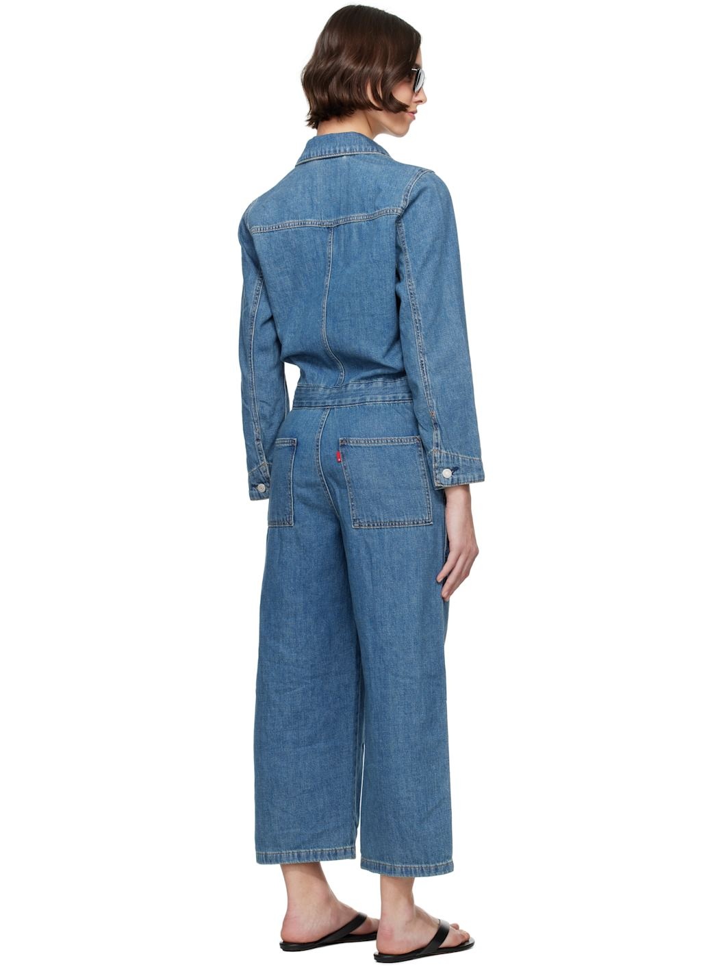 Blue Iconic Linen+ Denim Jumpsuit - 3