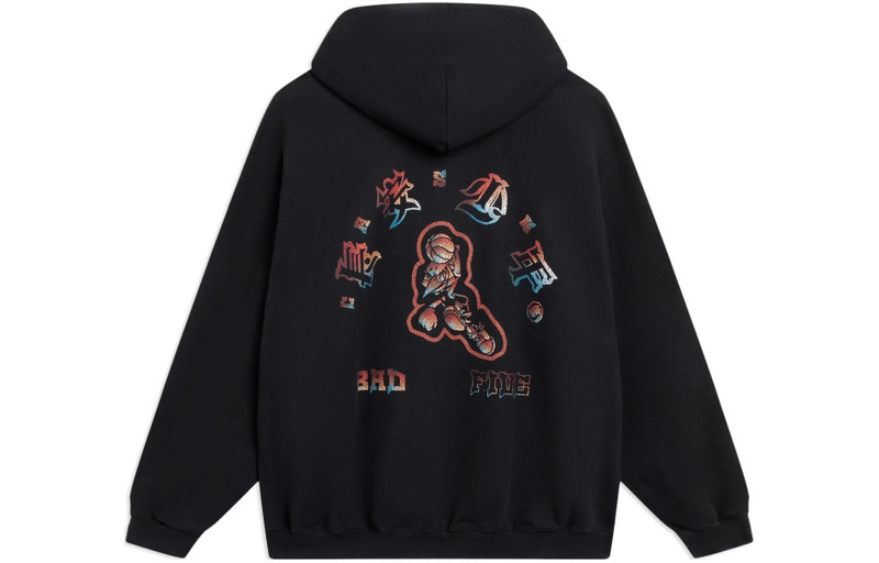 Li-Ning Li-Ning BadFive Changan Boy Graphic Hoodie 'Black' AWDSI45-2 outlook