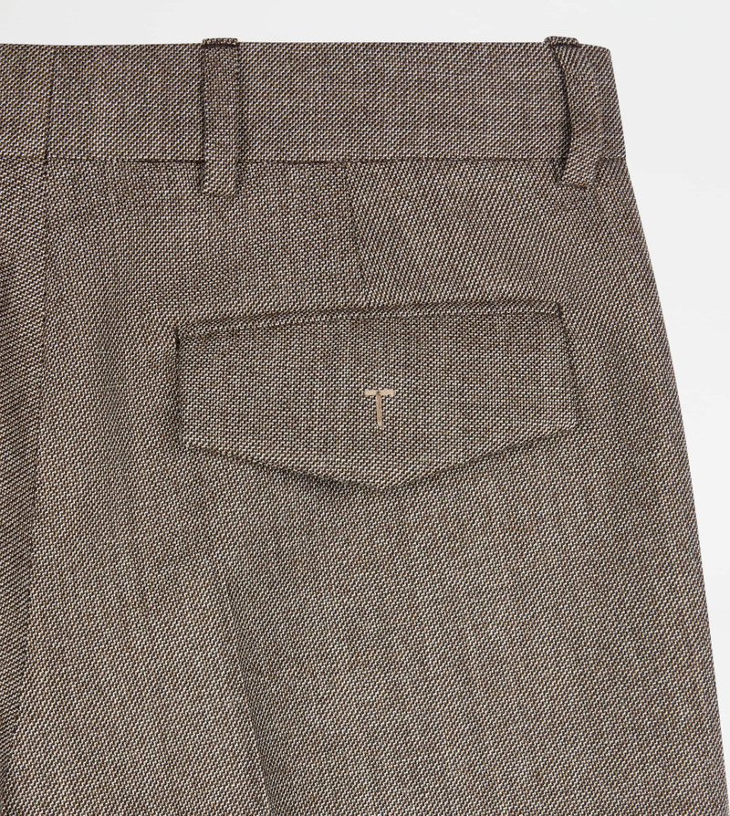 PANTS IN MOULINÉ WOOL - BROWN 7