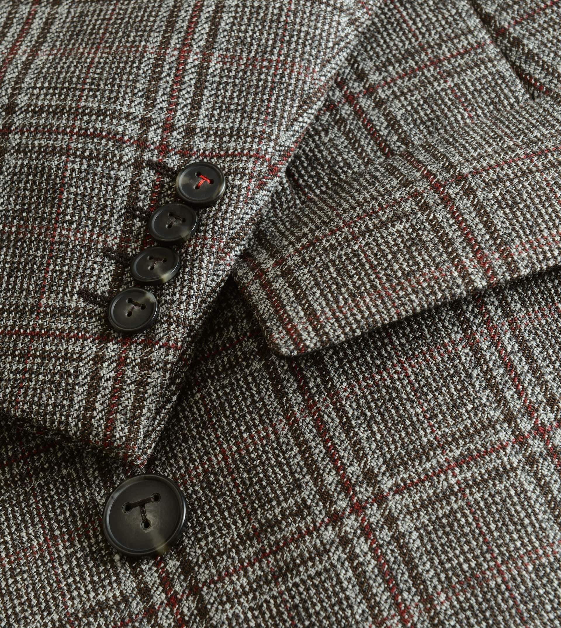 DOUBLE BREASTED COAT - GREY, RED - 5