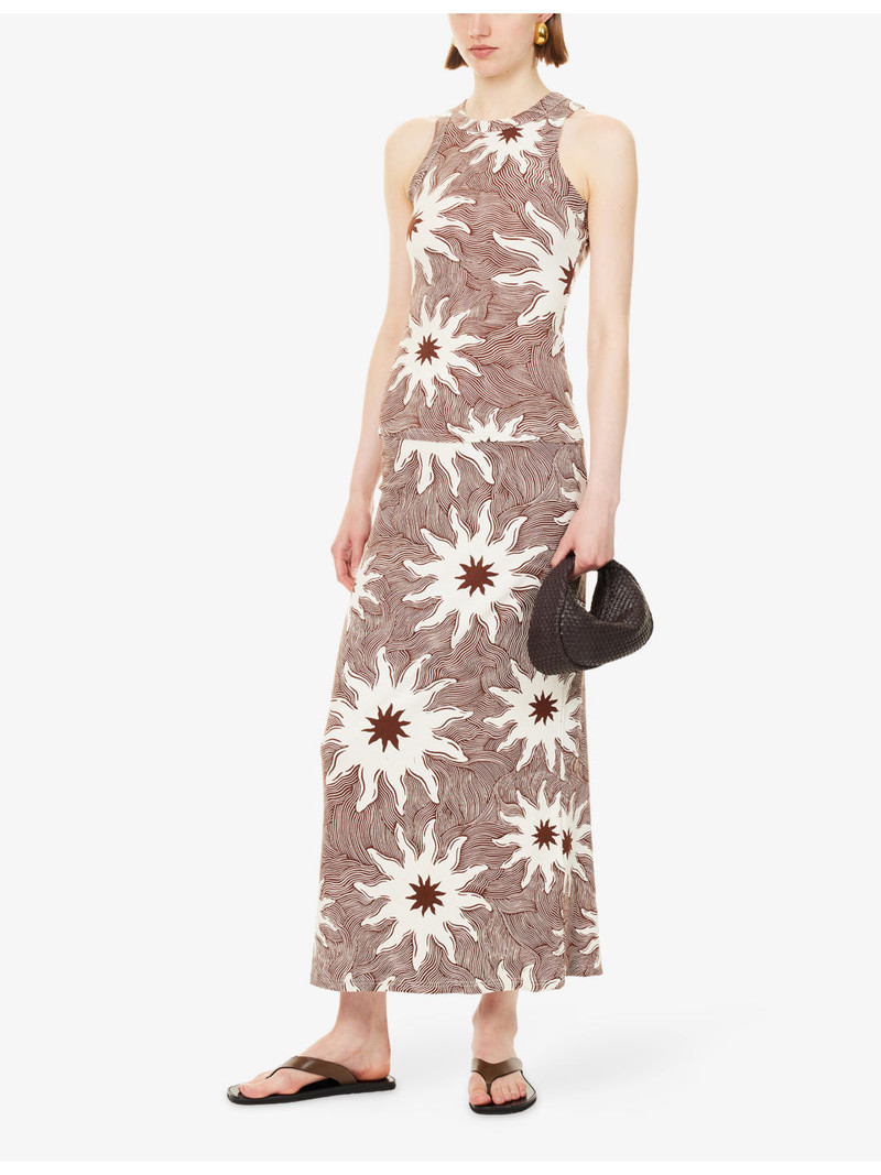 Never Fully Dressed Soleil Dorris Printed Stretch-Jersey Midi Skirt outlook