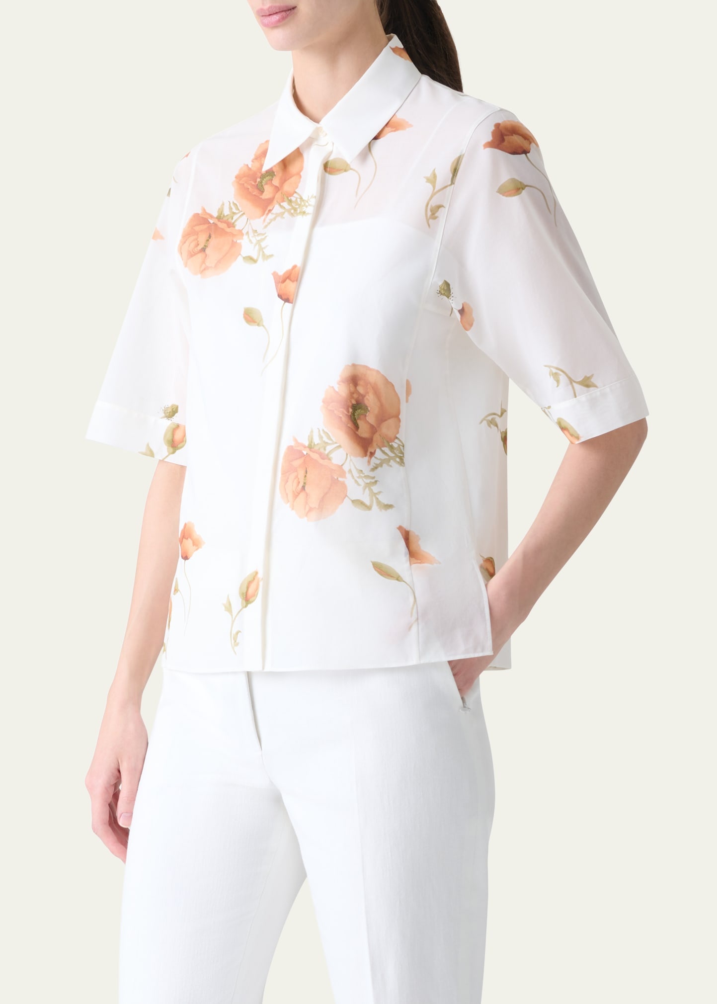 Anemone Print Cotton Voile Blouse - 4