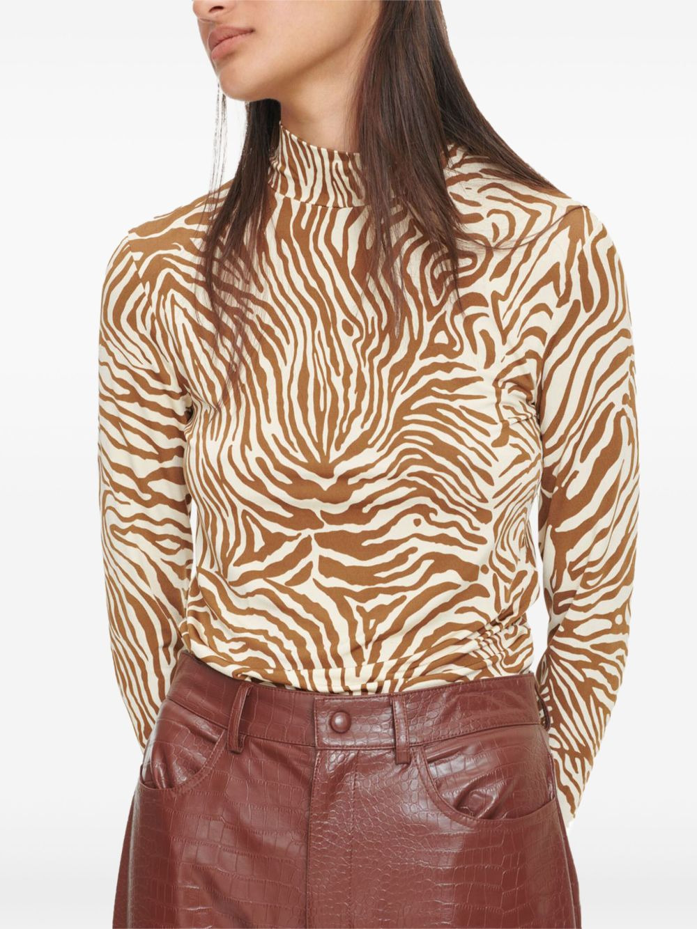 Elsi zebra-print turtleneck T-shirt - 4