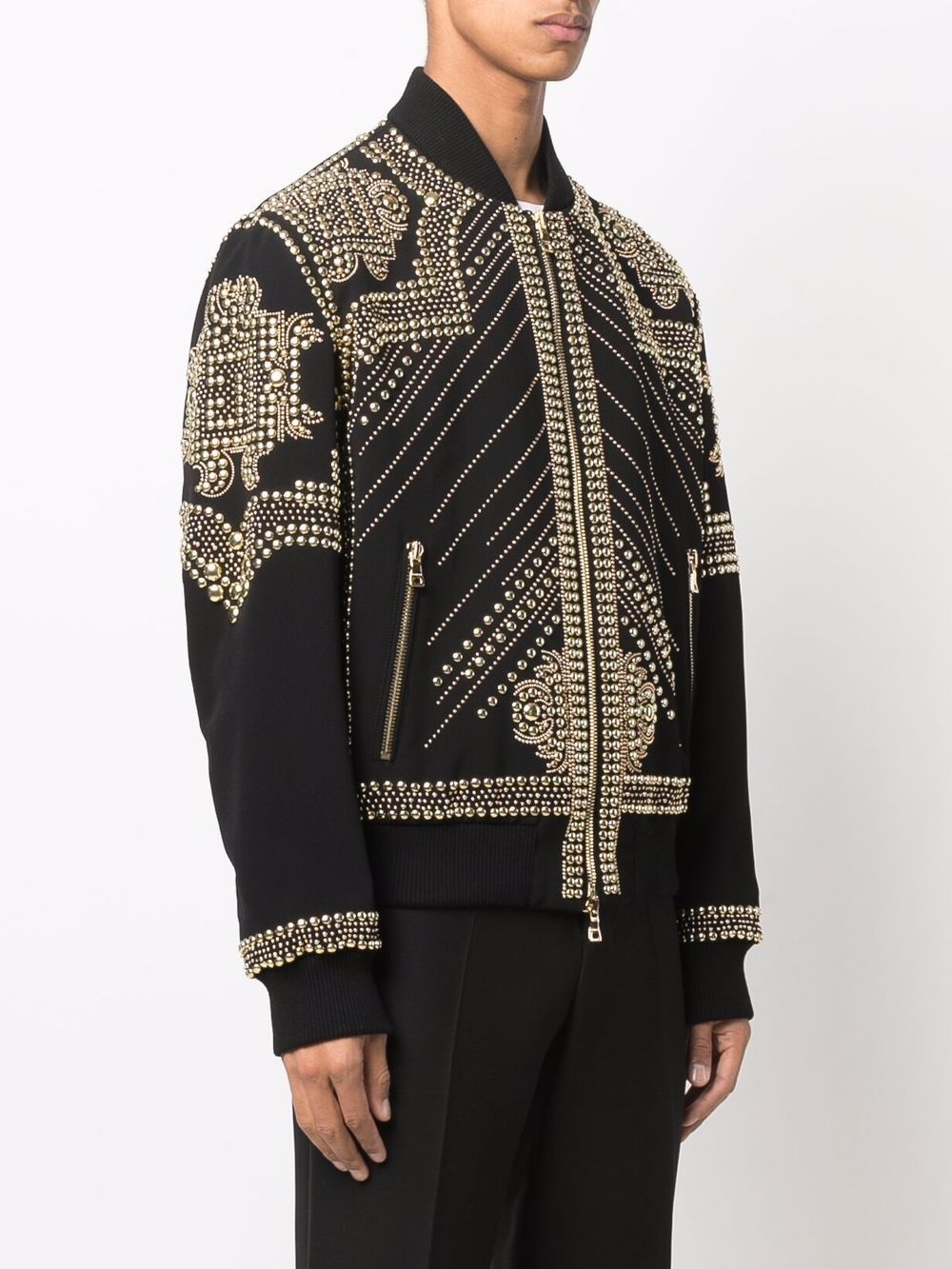 embroidered-stud bomber jacket - 3