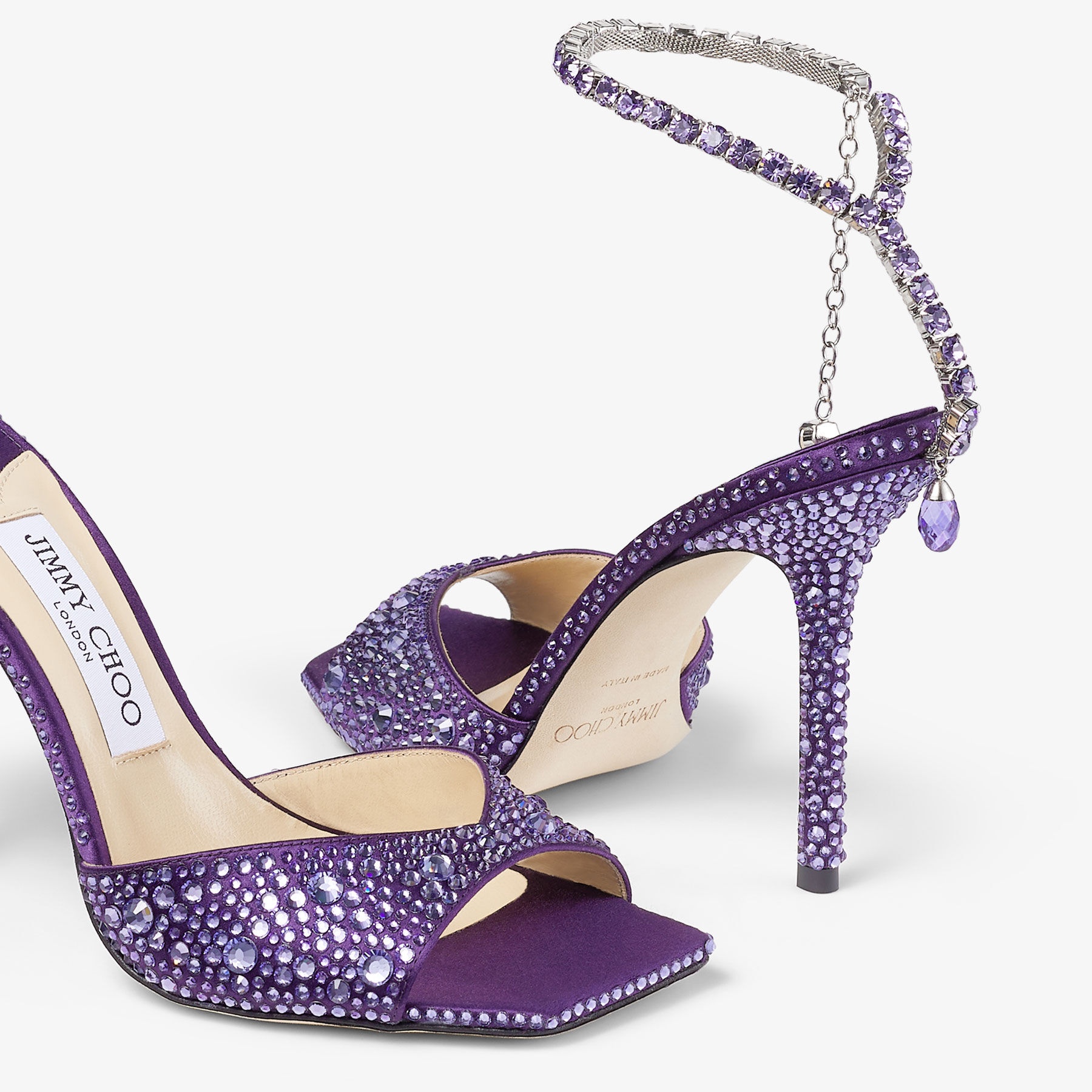 Saeda Sandal 100
Cassis Satin Sandals with Crystal Embellishment - 3