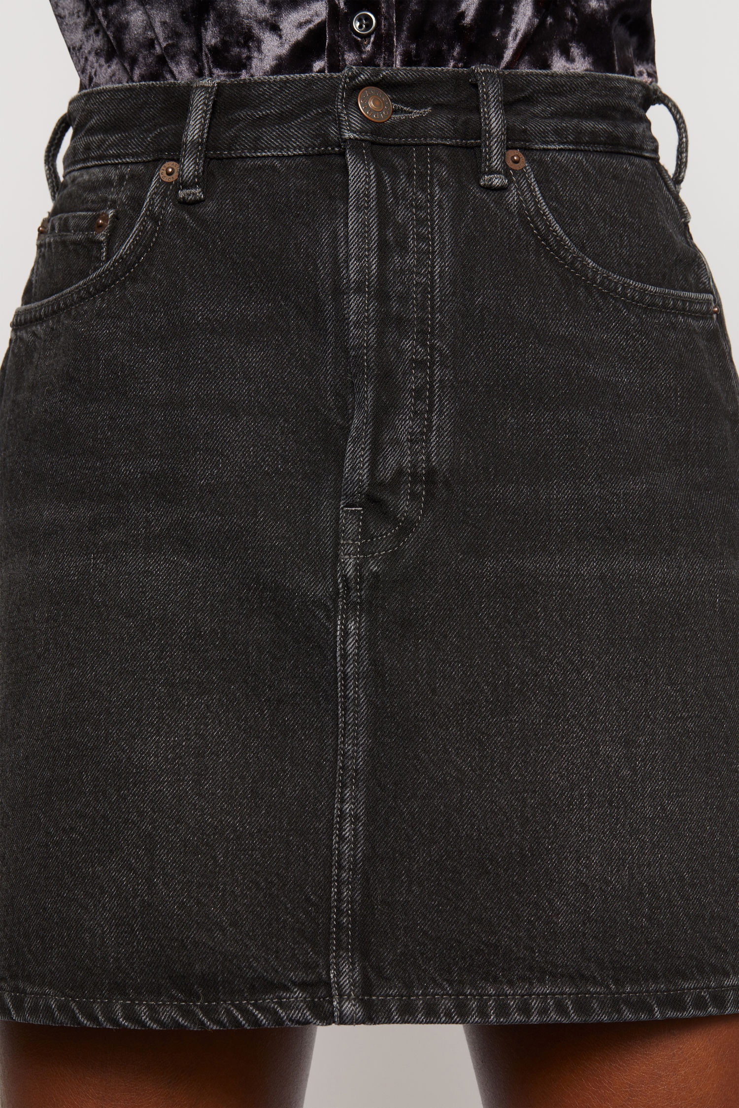 High-rise denim skirt black - 6