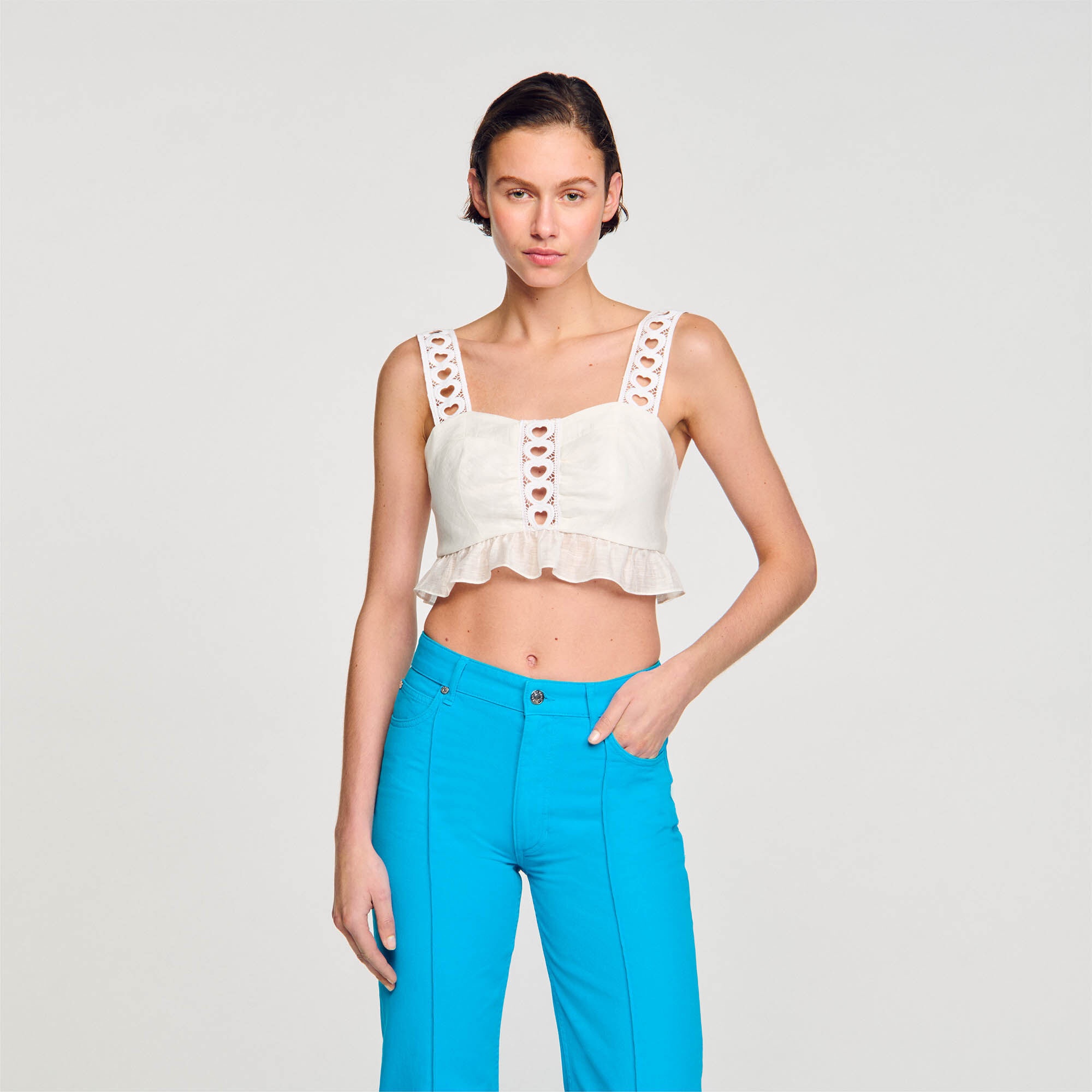 LINEN BLEND CROP TOP - 5