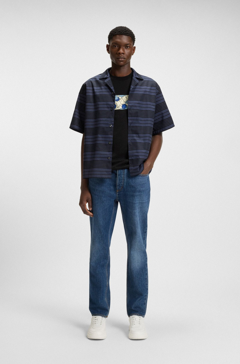 HUGO COTTON JERSEY T-SHIRT WITH MIXED-PRINT LOGO outlook