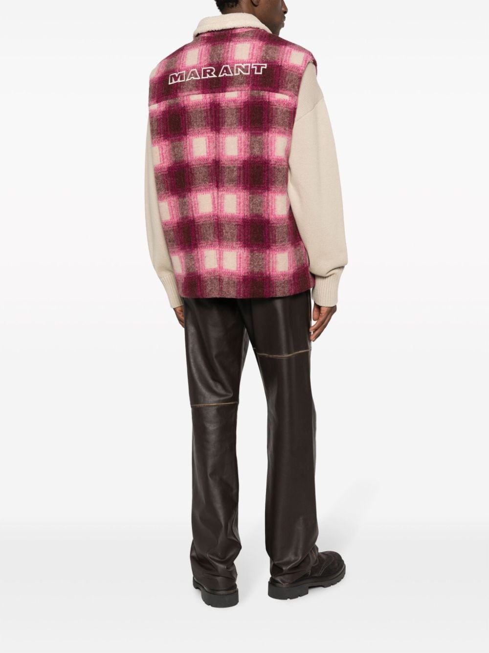 Kiraneo plaid-check zip-up gilet - 2