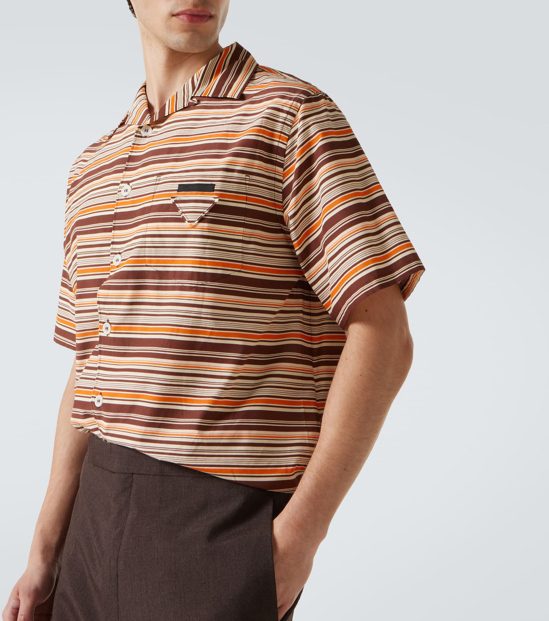 Striped cotton and silk bowling shirt - 5